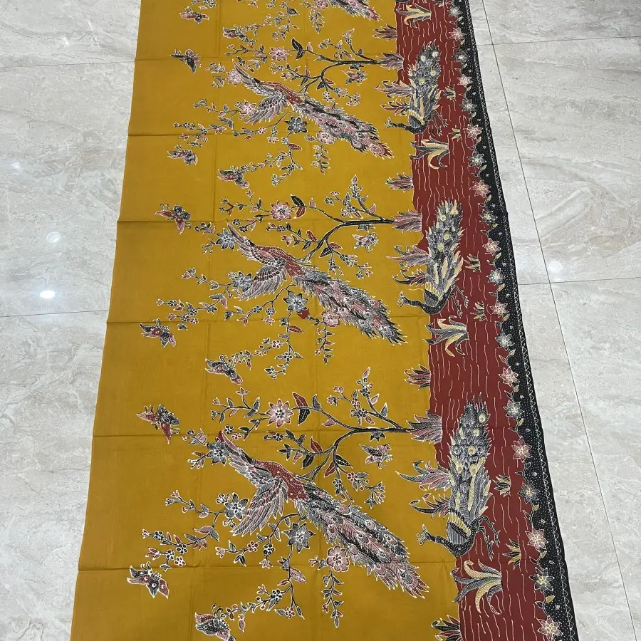 batik tulis cirebon murah cantik kuning kunyit dan merah 2.webp