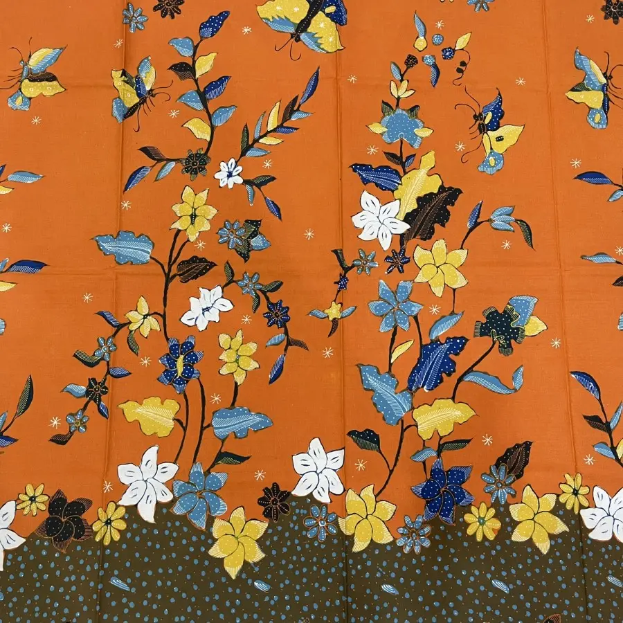 BATIK TULIS CIREBON BUNGA KUNING ORANGE CANTIK 1.webp