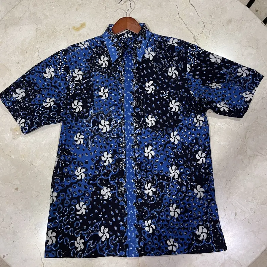 KEMEJA BATIK TULIS LASEM SIZE L BIRU HITAM 1.webp