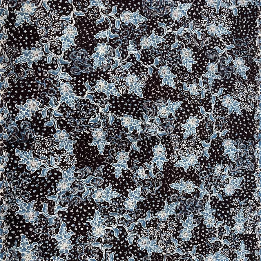 KAIN BATIK TULIS LASEM HITAM BIRU TOSCA ELEGANT CANTIK