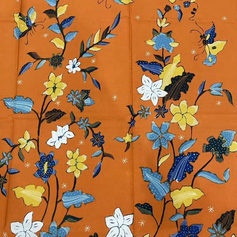 KAIN BATIK TULIS CIREBON BUNGA KUNING ORANGE