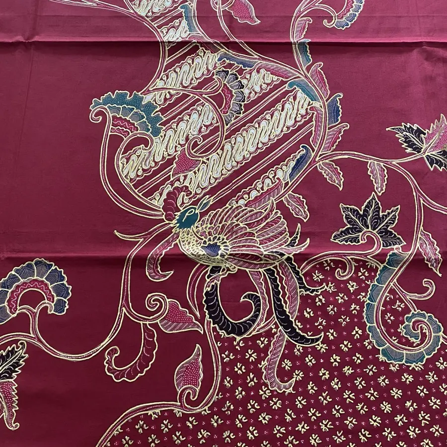 KAIN BATIK TULIS POLA KEMEJA MERAH EMAS