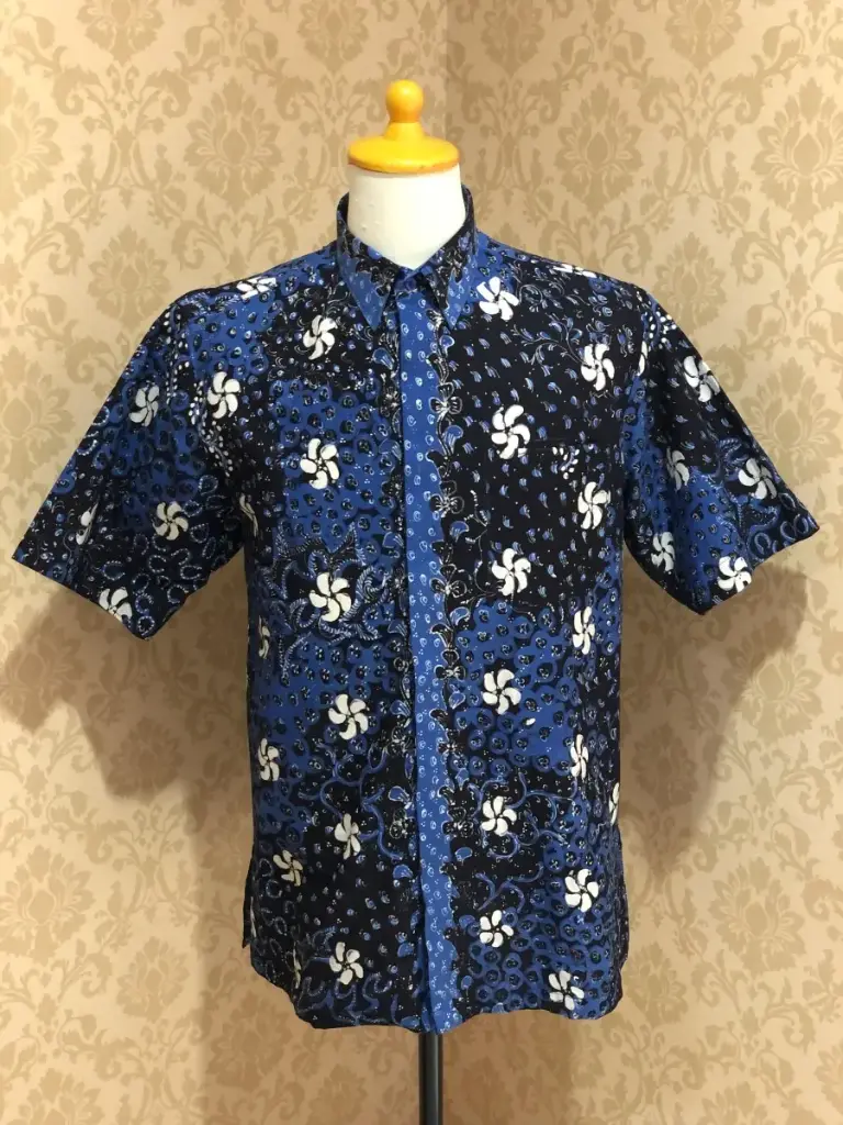 KEMEJA BATIK TULIS LASEM SIZE L BIRU HITAM
