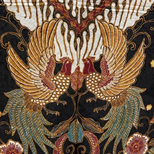 KAIN BATIK TULIS SUTRA ATBM POLA KEMEJA HITAM MOTIF BURUNG