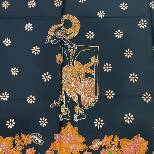 KAIN BATIK TULIS WAYANG BACKGROUND HITAM KLASIK