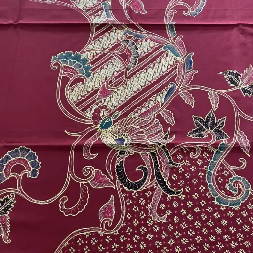 KAIN BATIK TULIS POLA KEMEJA MERAH EMAS