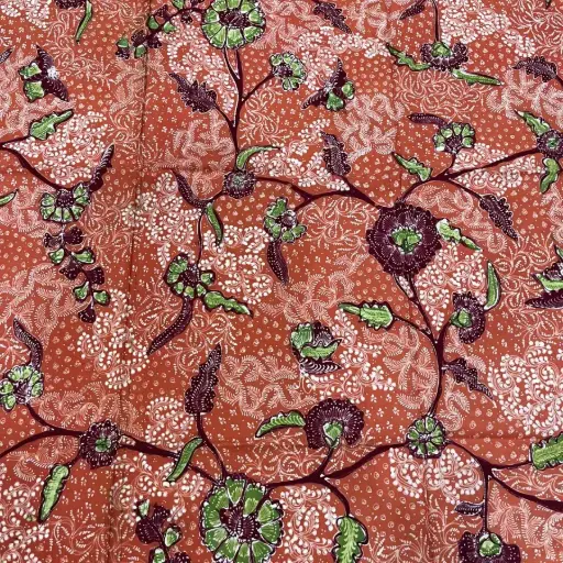 KAIN BATIK TULIS LASEM ORANGE HIJAU
