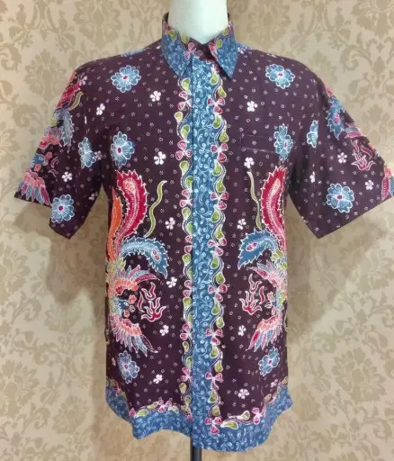 KEMEJA BATIK TULIS MOTIF BURUNG HONG SIZE L