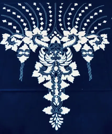 BATIK TULIS POLA MODERN PUTIH BIRU